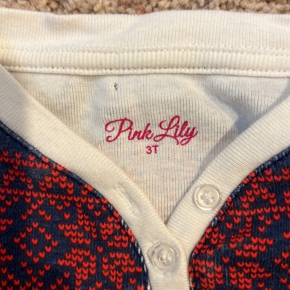 Pink Lily Red, White, and Blue Holly and Jolly Christmas Print Pajama 3T - Picture 3 of 4